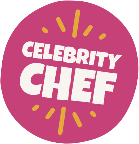 Badge saying 'celebrity chef'.